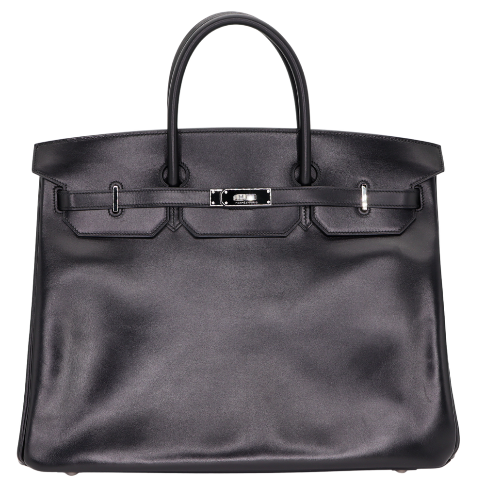 Hermès 40cm Birkin Black Box Calf Leather Palladium Hardware