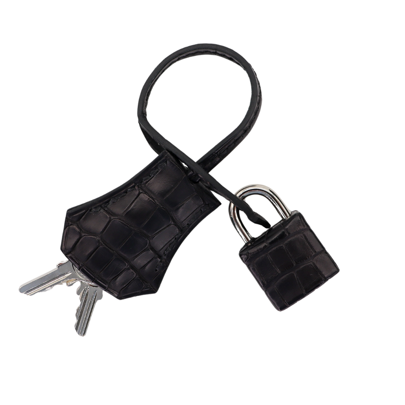 Hermès 25cm Kelly Retourne Black Matte Alligator Palladium Hardware