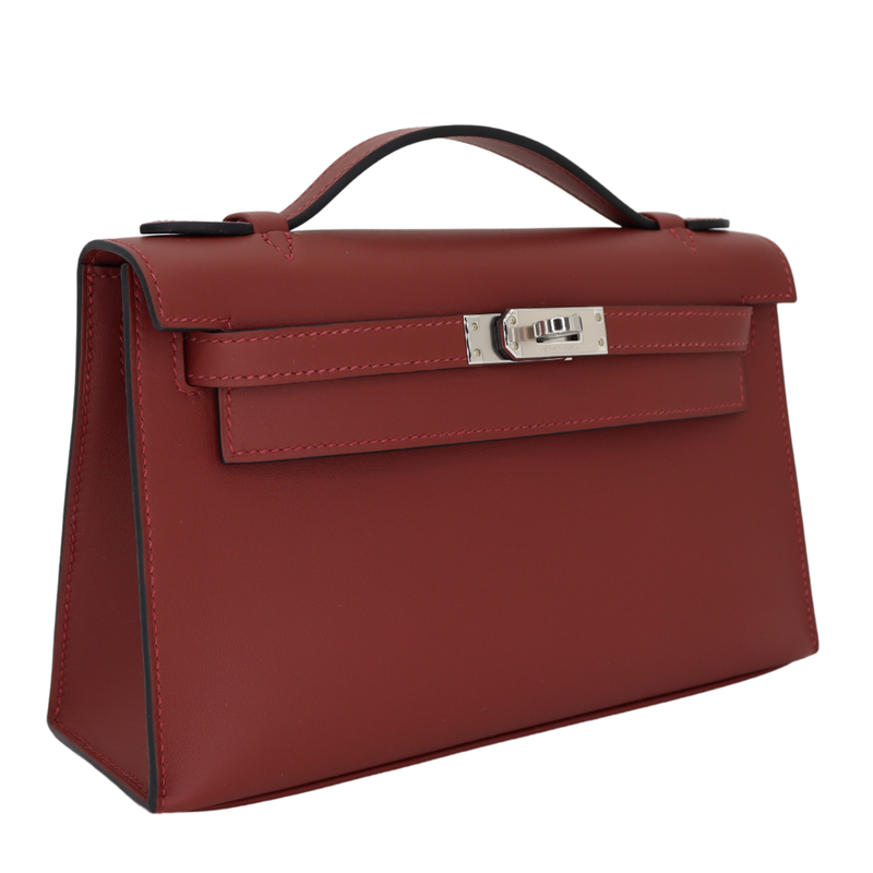 Hermès Kelly Pochette Rouge H Swift Leather Palladium Hardware