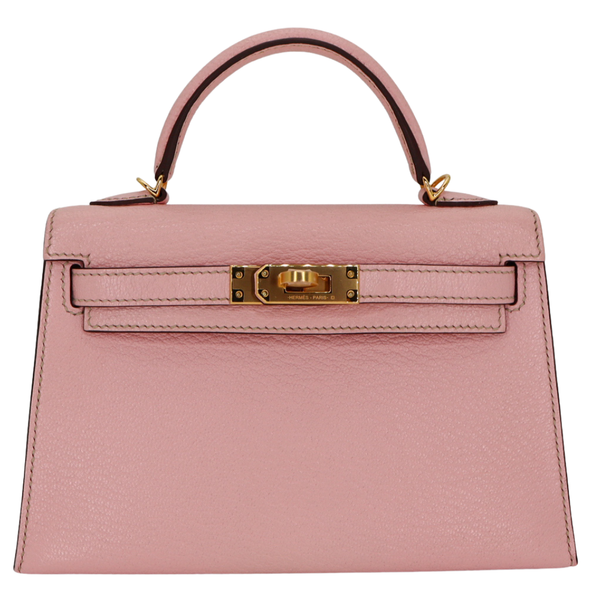 Hermès Kelly II Sellier Mini HSS Rose Sakura Chèvre Leather Gold