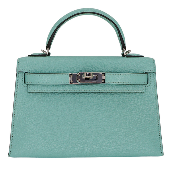 Hermès Kelly II Sellier Mini Verso Aqua/Cobalt Chèvre Leather