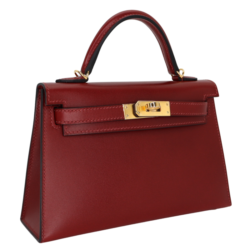 Hermès Kelly II Sellier Mini Rouge H Box Calf Leather Gold Hardware