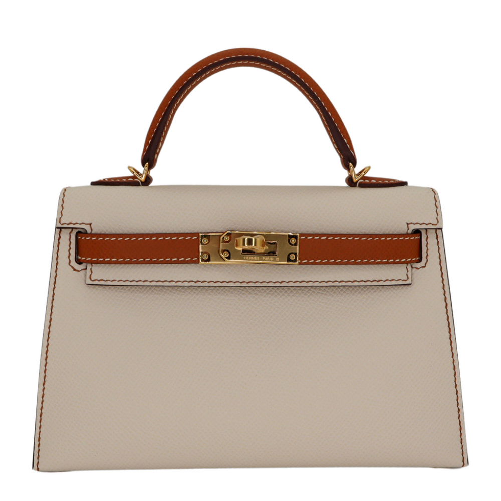 Hermès Kelly II Sellier Mini HSS Craie/Gold Epsom Leather