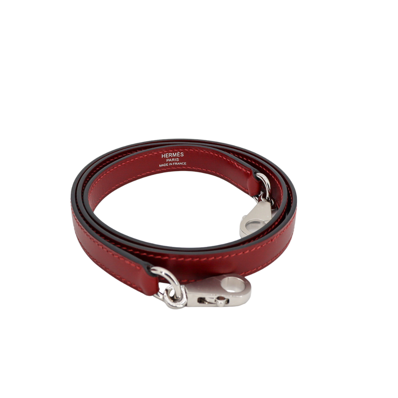 Hermès 25cm Kelly Sellier Rouge H Box Calf Leather Palladium