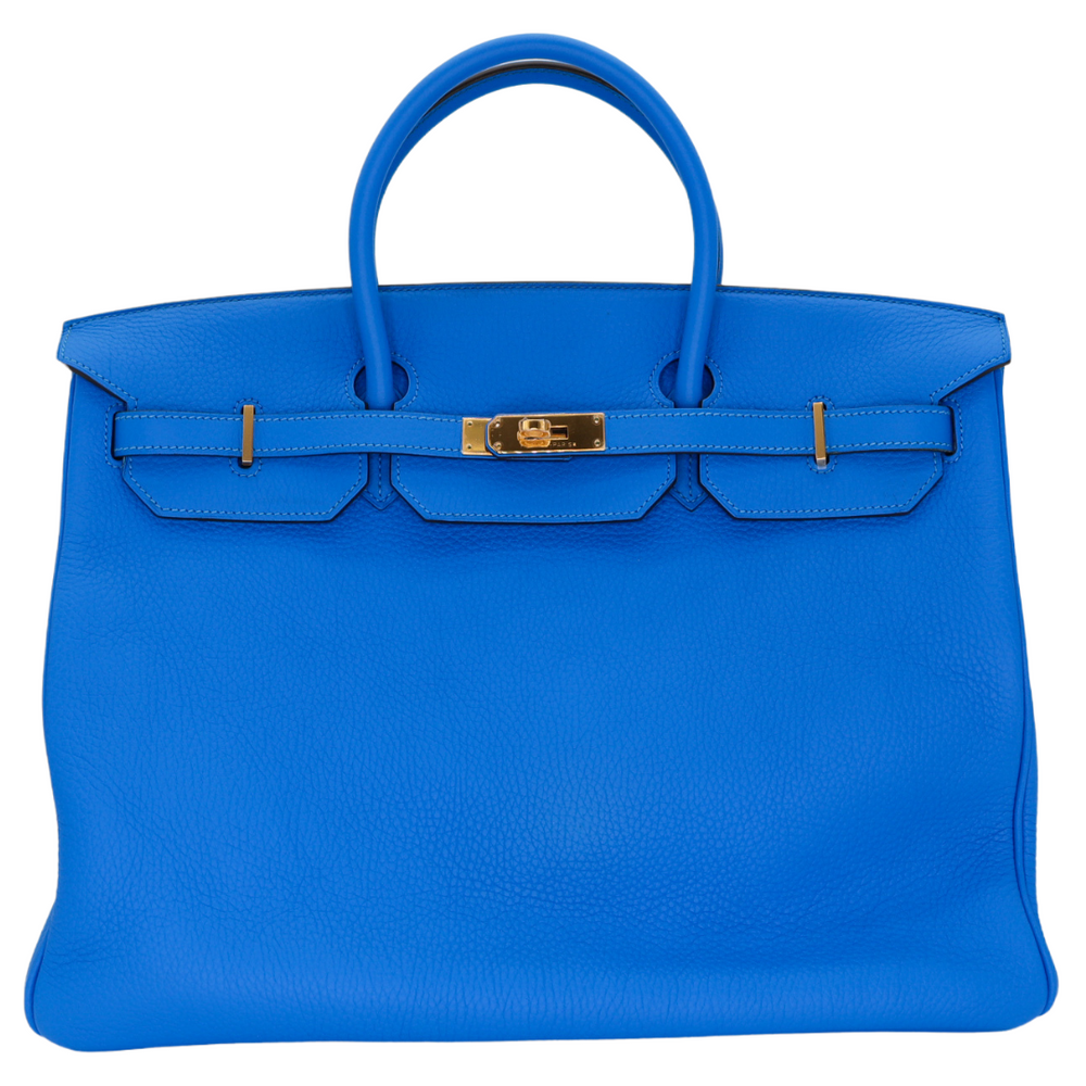 Hermès 40cm Birkin Bleu Hydra Clemence Leather Gold Hardware Hermès 40cm Birkin Bleu Hydra Clemence Leather Gold Hardware