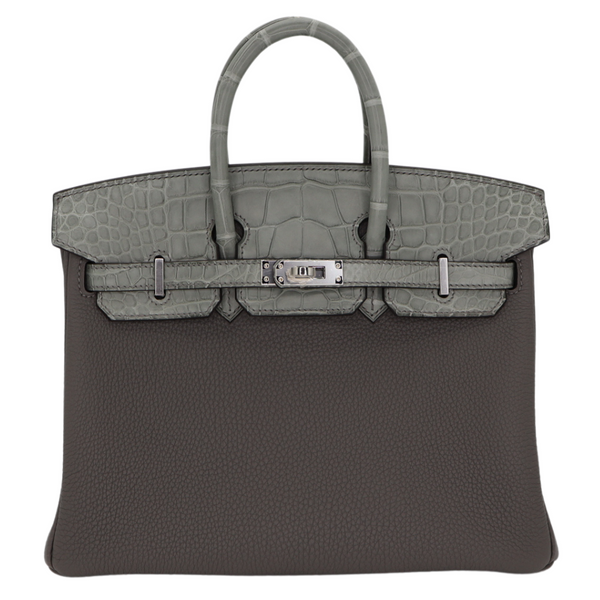 Hermès 25cm Birkin Touch Gris Meyer Togo/Matte Alligator Palladium