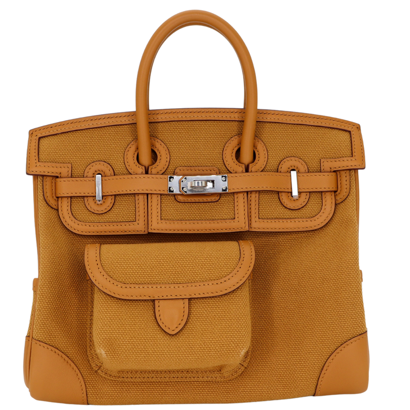 Hermès 25cm Birkin Cargo Sesame Toile/Swift Leather Palladium Hardware