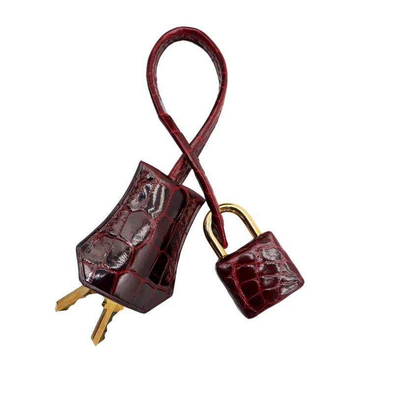 Hermès 28cm Kelly Sellier Bordeaux Shiny Niloticus Gold Hardware