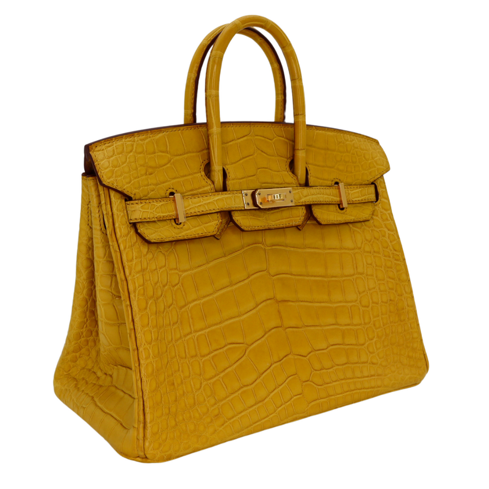 HERMÈS ダマフラー Hermès 25cm Birkin Ambre Matte Alligator Gold Hardware – Privé Porter