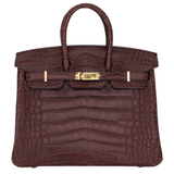 Hermès 25cm Birkin Havane Matte Alligator Gold Hardware