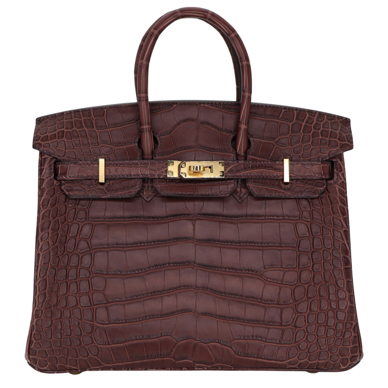 Hermès 25cm Birkin Havane Matte Alligator Gold Hardware – Privé Porter Hermès 25cm Birkin Havane Matte Alligator Gold Hardware – Privé Porter