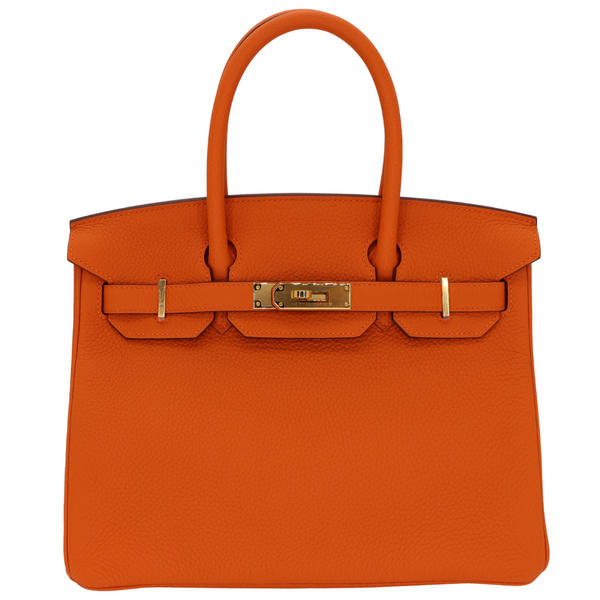 Hermès 30cm Birkin Orange Clemence Leather Gold Hardware