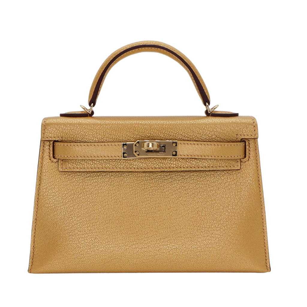 Hermès Mini Kelly II Doré Metallic Chèvre Chamkilight Permabrass Hardw ...