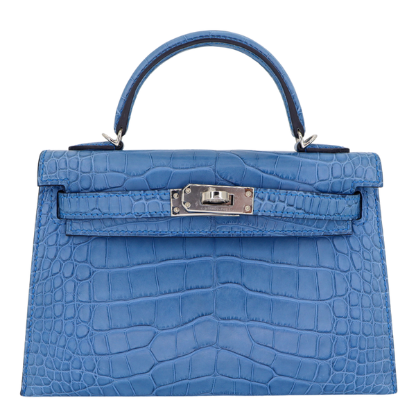 Hermès Kelly II Sellier Mini Bleu Zellige Matte Alligator