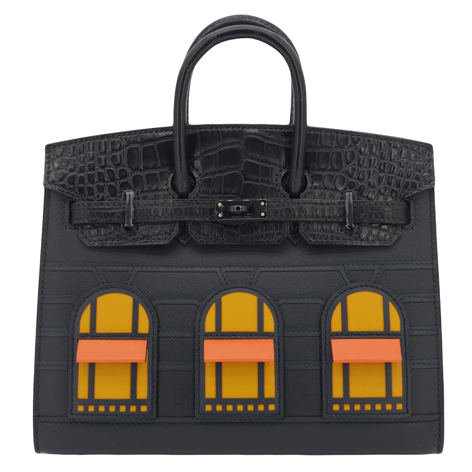 Hermes 20cm Birkin Sellier Faubourg House Midnight So Black Hardware Prive Porter