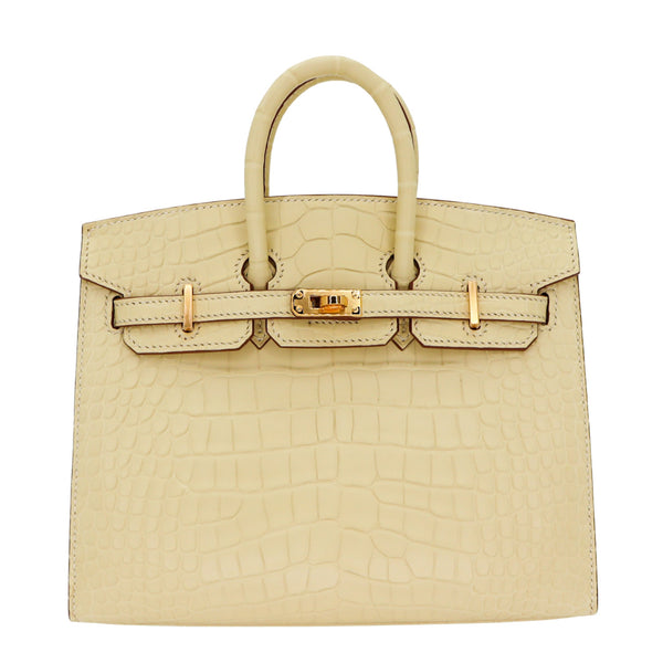 Hermès 20cm Birkin Sellier Vanilla Matte Alligator Gold Hardware