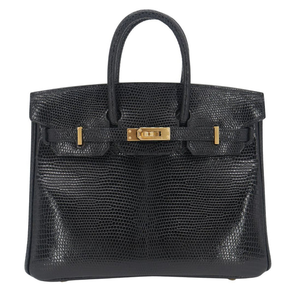 良品⭐早い者勝ち⭐HERMES Birkin ブラック ハンドバッグ Hermès 25cm Birkin Black Lizard Gold Hardware exclusive at Privé