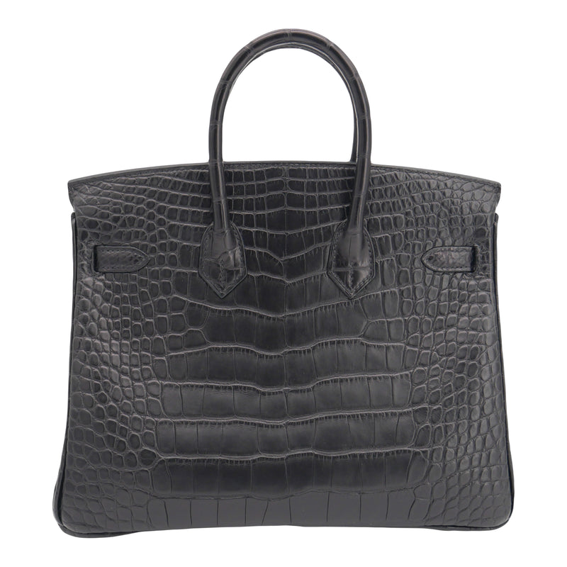 Herm�s 25cm Birkin Black Matte Alligator Gold Hardware