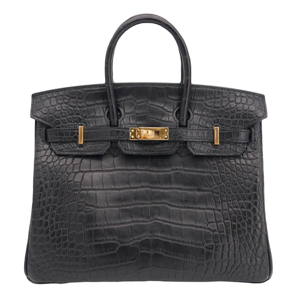 Hermès 25cm Birkin Black Matte Alligator Gold Hardware exclusive