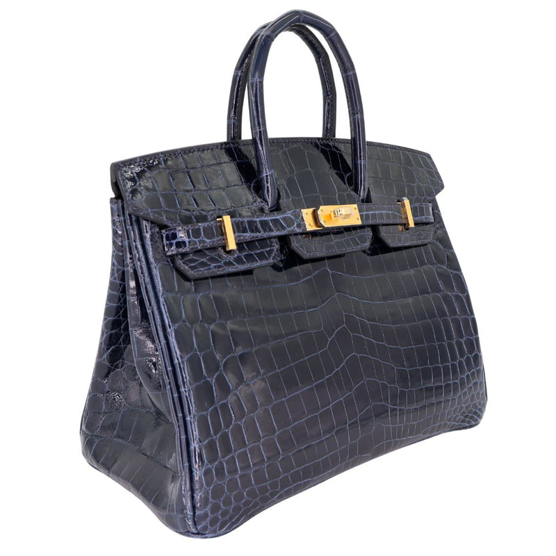 Herm√®s 25cm Birkin Bleu Baltique Shiny Niloticus GHW