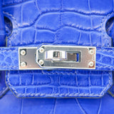 Herm�s 25cm Birkin Bleu Electrique Matte Alligator Palladium Hardware