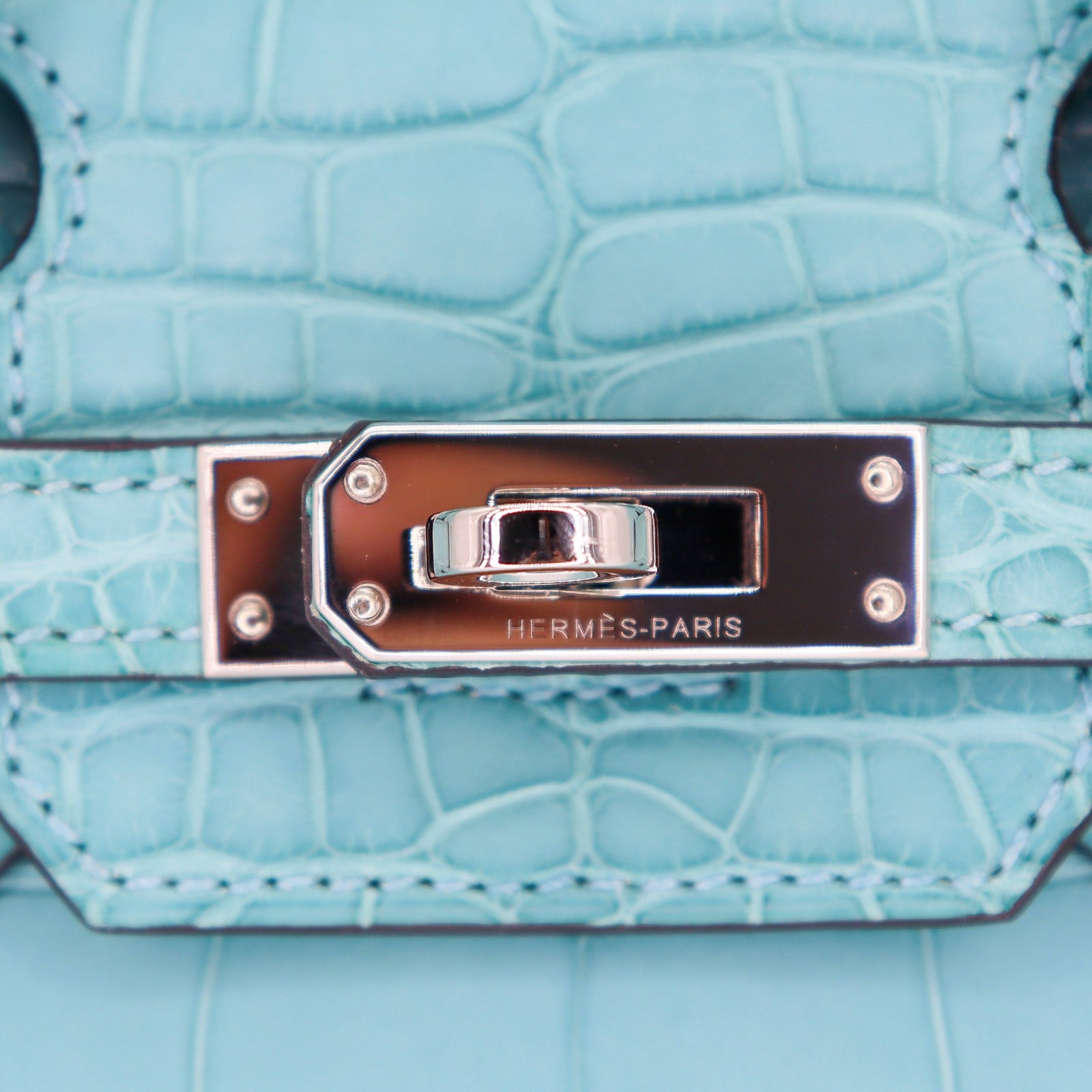 Hermès 25cm Birkin Bleu Saint Cyr Matte Alligator Palladium