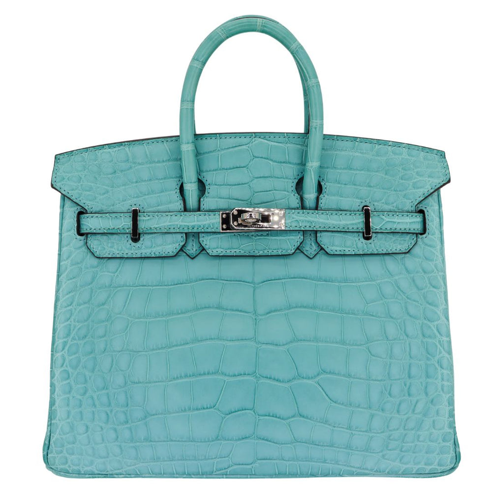 Hermès 25cm Birkin Bleu Saint Cyr Matte Alligator Palladium