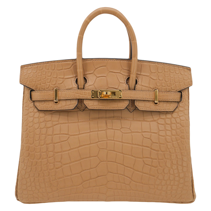 Hermès 25cm Birkin Chai Matte Alligator Gold Hardware exclusive at