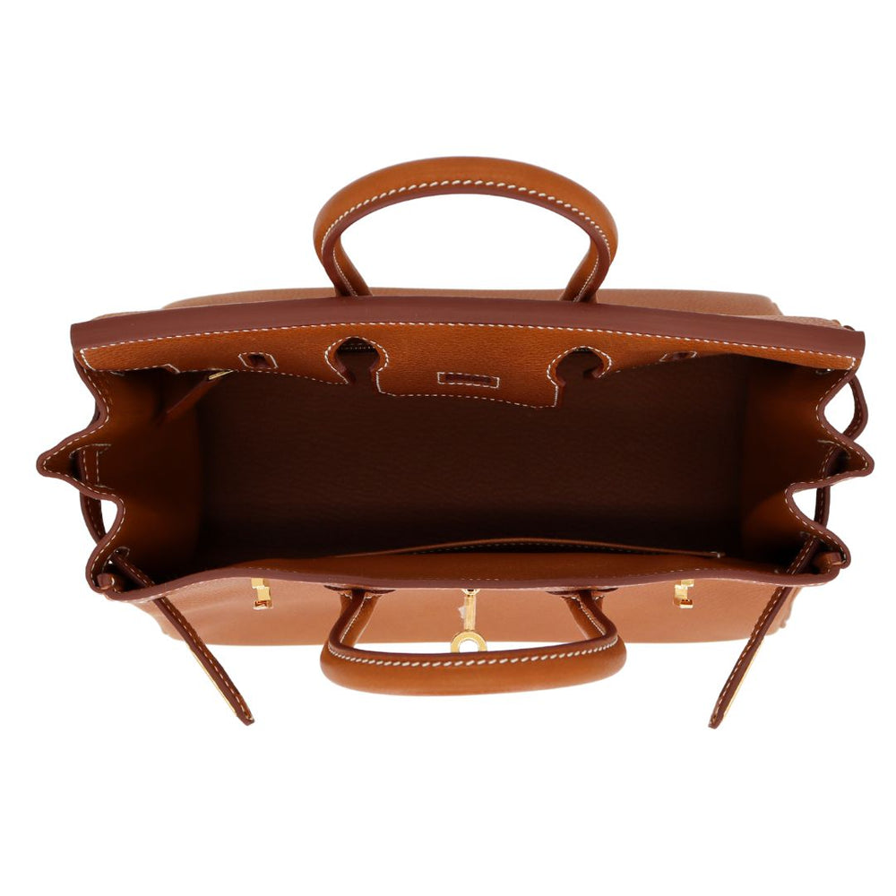 Hermès 25cm Birkin Fauve Barenia Pebbled Leather Gold Hardware