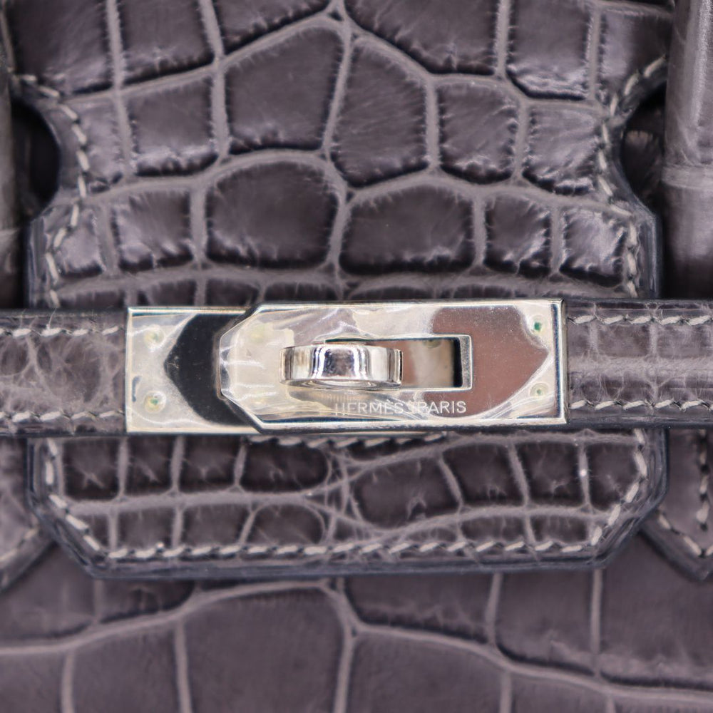 Hermès 25cm Birkin Graphite Matte Niloticus Crocodile Palladium