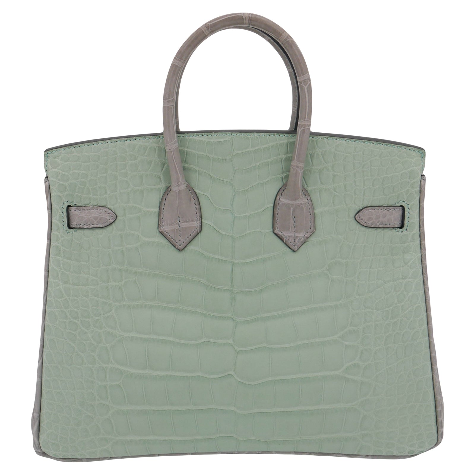 Hermès 25cm Birkin HSS Vert D'eau/Gris Perle Matte Alligator