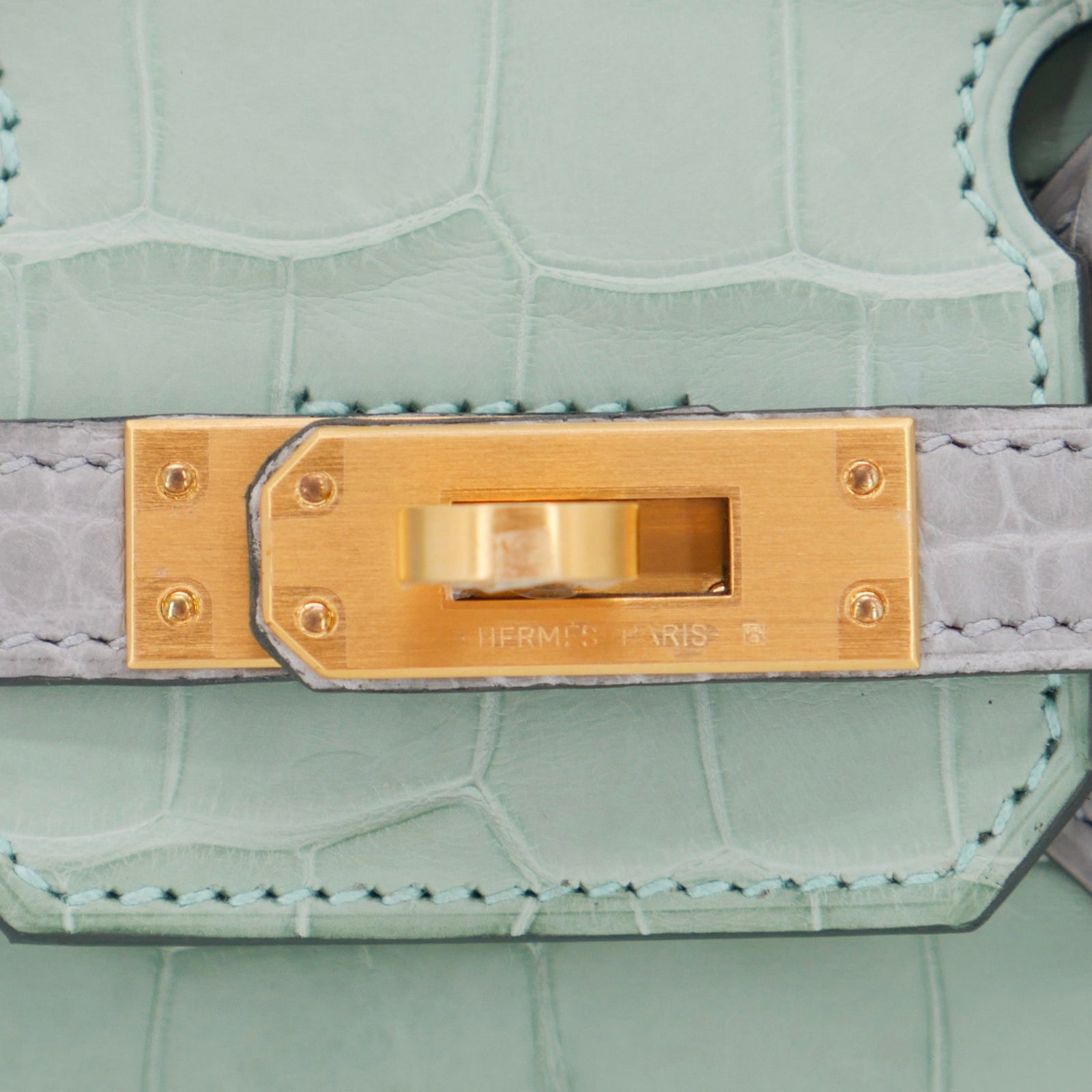 Hermès 25cm Birkin HSS Vert D'eau/Gris Perle Matte Alligator