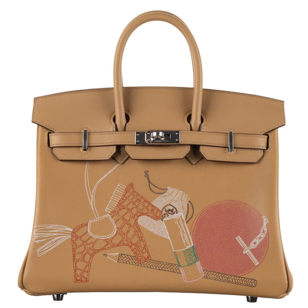 Herm�s 25cm Birkin In and Out Biscuit/Multicolor Swift Leather Palladium Hardware