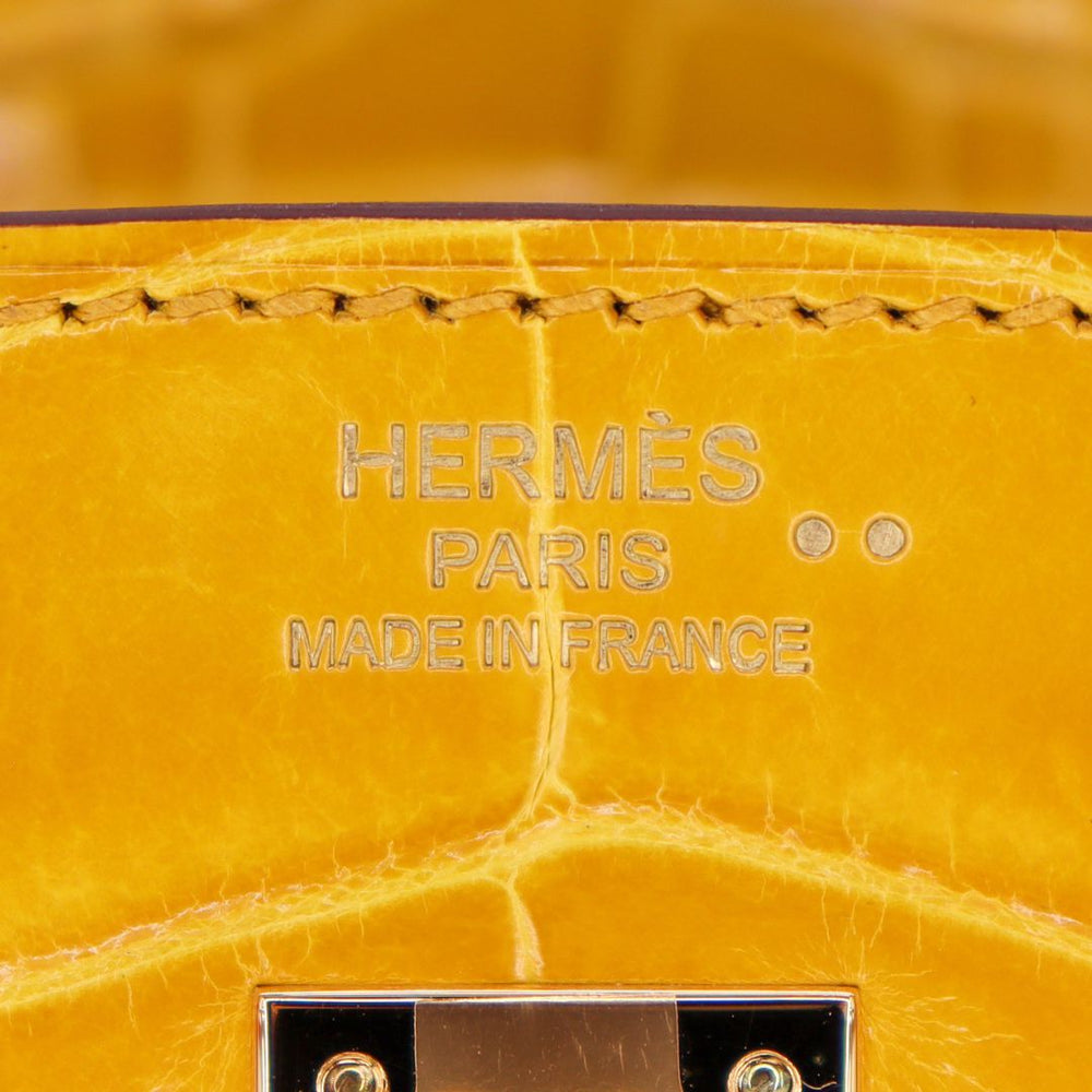 Hermès 25cm Birkin Jaune Ambre Shiny Niloticus Crocodile GHW