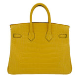 Herm�s 25cm Birkin Mimosa Matte Alligator Palladium Hardware