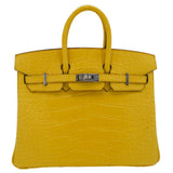 Herm�s 25cm Birkin Mimosa Matte Alligator Palladium Hardware