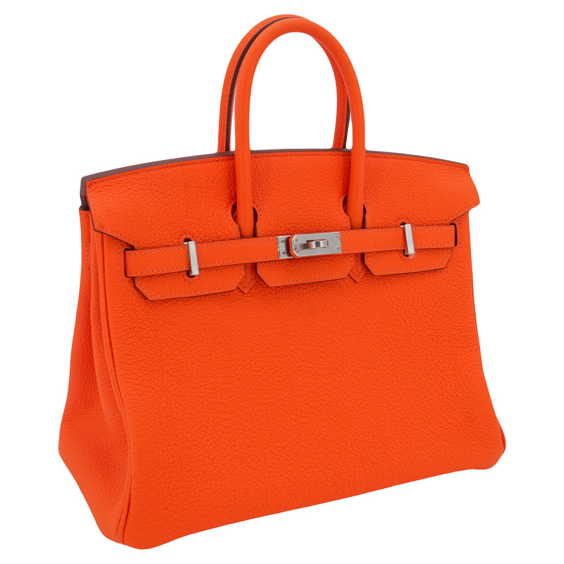 Herm�s 25cm Birkin Orange Minium Togo Leather Palladium Hardware