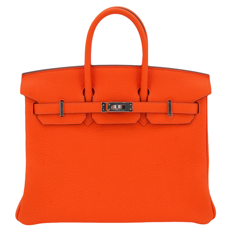 Herm�s 25cm Birkin Orange Minium Togo Leather Palladium Hardware