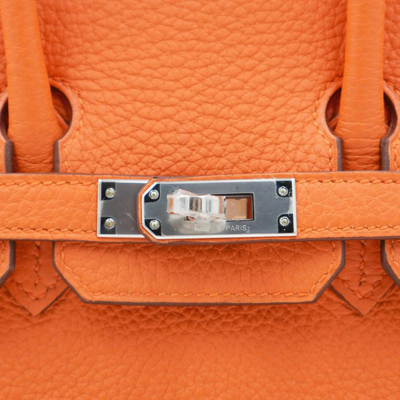 Herm�s 25cm Birkin Orange Togo Leather Palladium Hardware