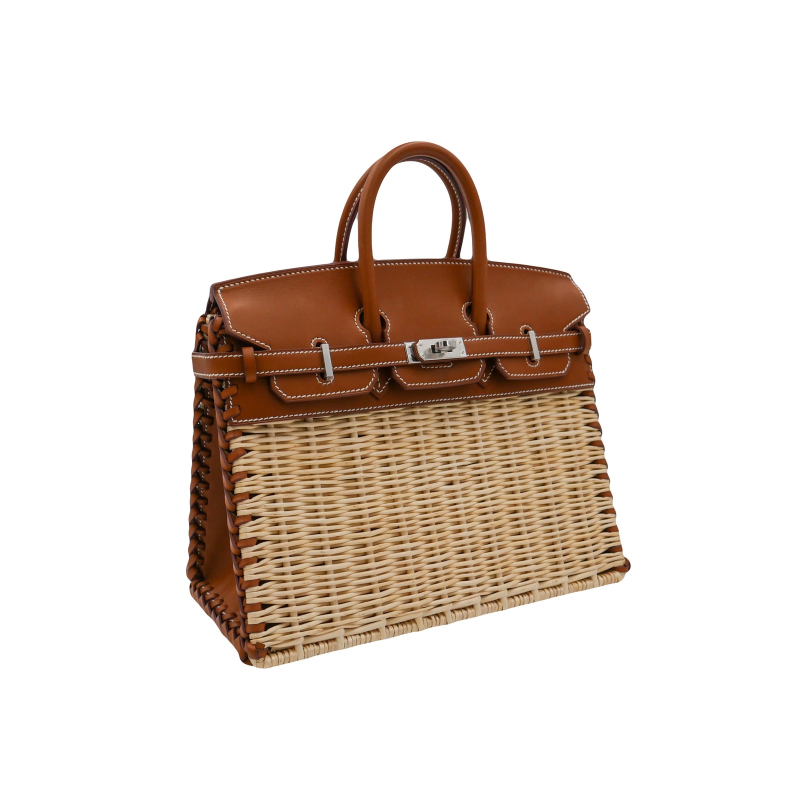 HERMES ハンモック Hermès 25cm Birkin Picnic Fauve Barenia Leather/Osier Wicker