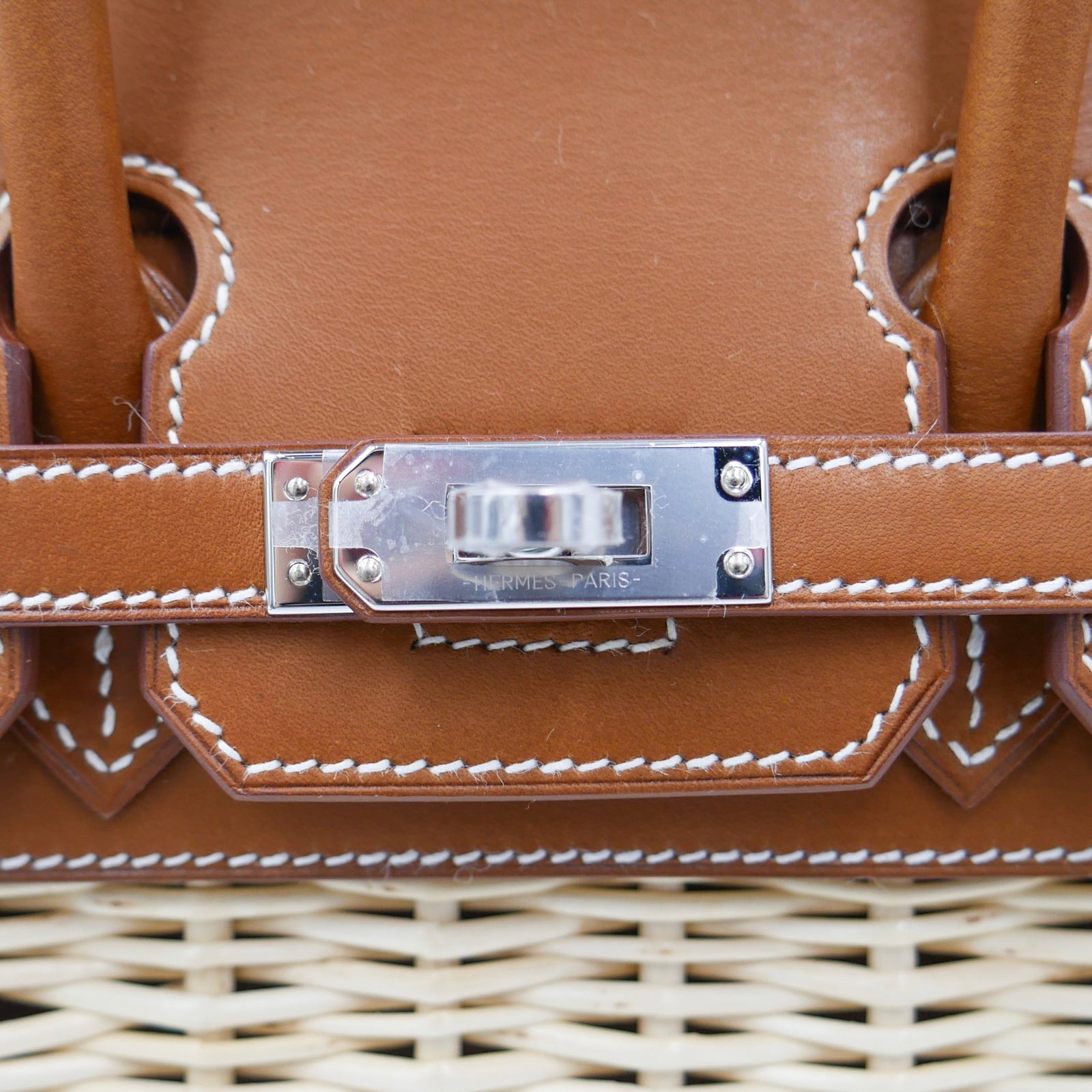 Hermès 25cm Birkin Picnic Fauve Barenia Leather/Osier Wicker