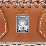 Herm�s 25cm Birkin Picnic Fauve Barenia Leather/Osier Wicker Palladium Hardware