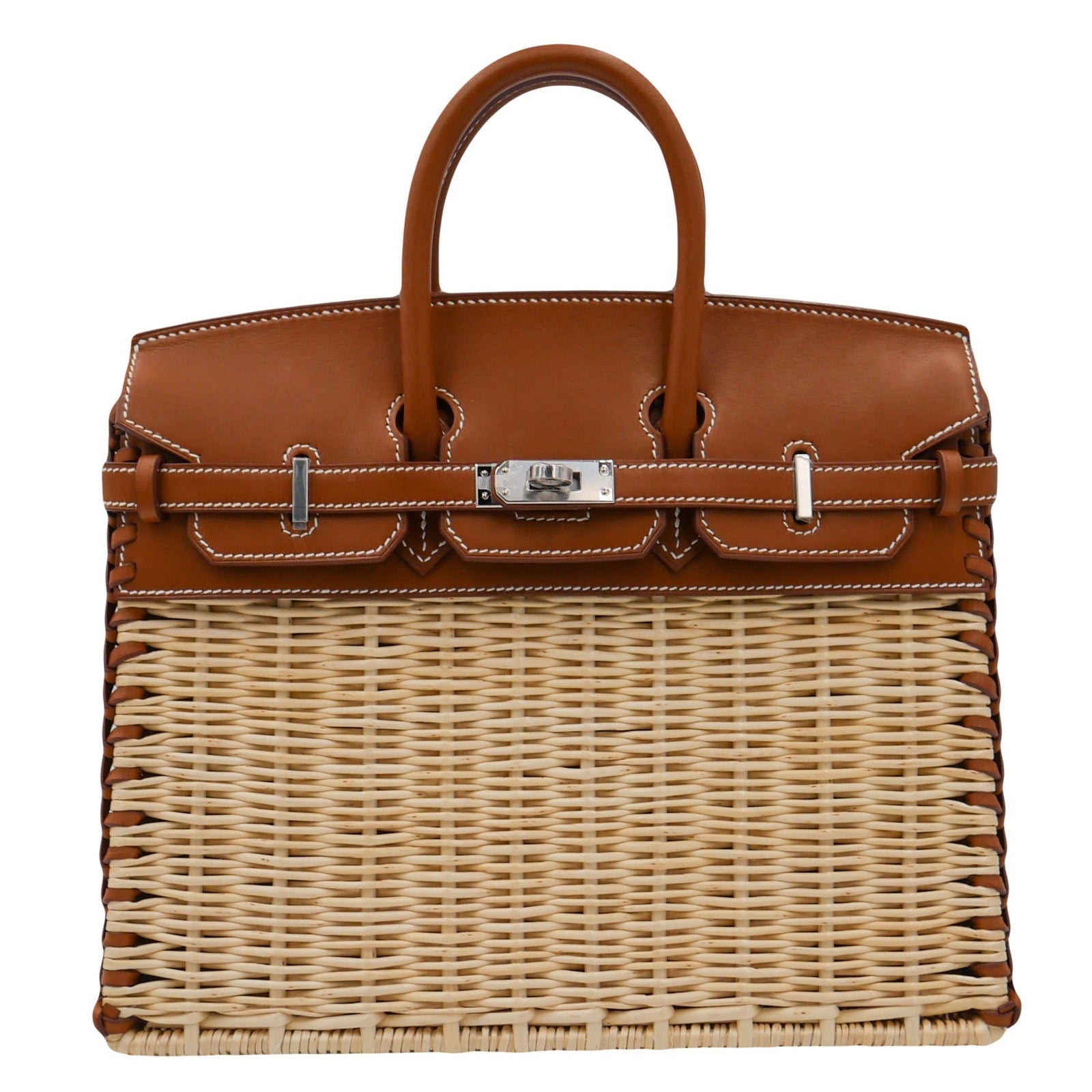 Hermès 25cm Birkin Picnic Fauve Barenia Leather/Osier Wicker