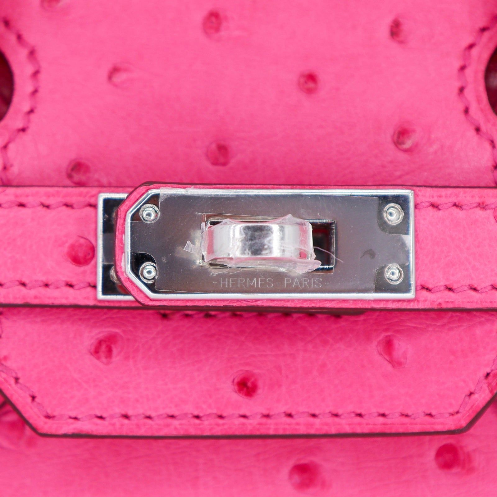 Hermès 25cm Birkin Rose Tyrien Ostrich Palladium Hardware