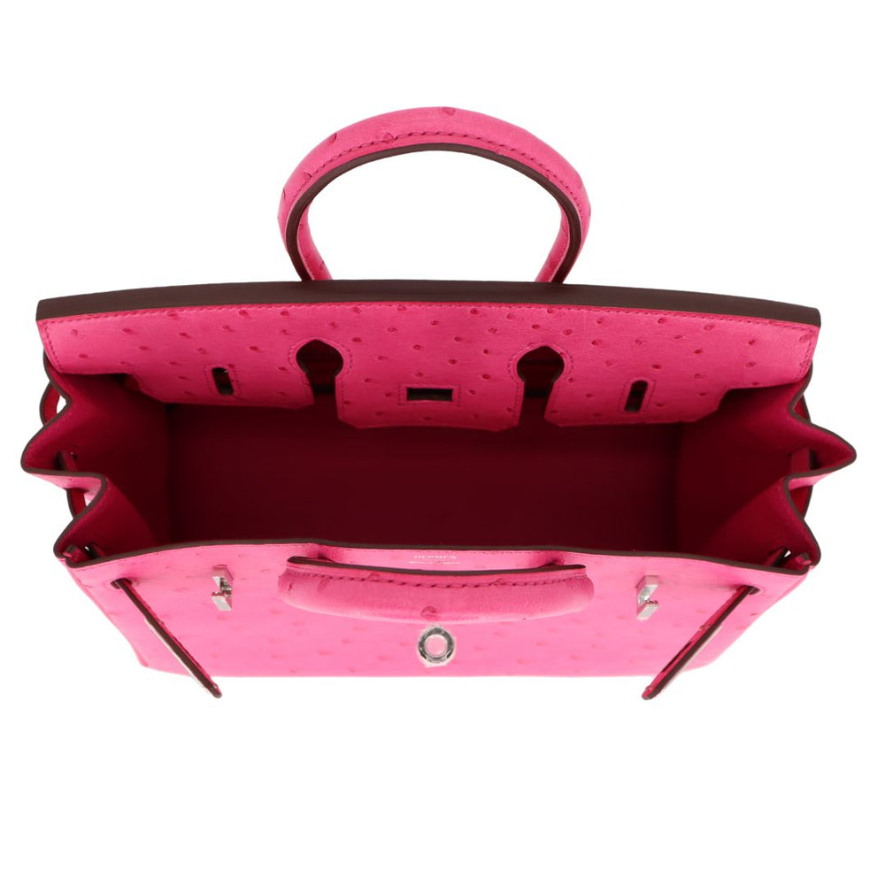 Hermès 25cm Birkin Rose Tyrien Ostrich Palladium Hardware