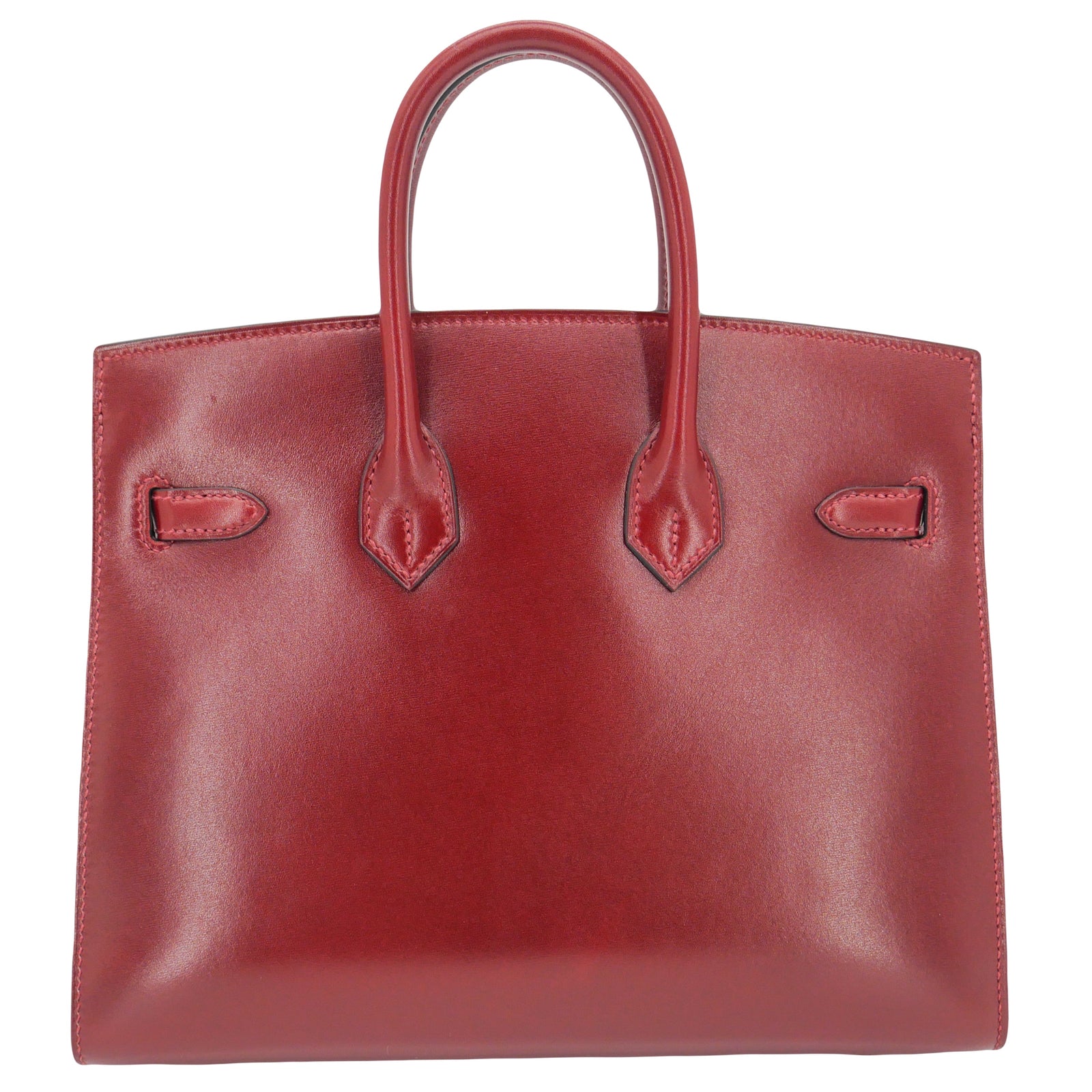Hermès 25cm Birkin Sellier Rouge H Box Calf Leather Palladium