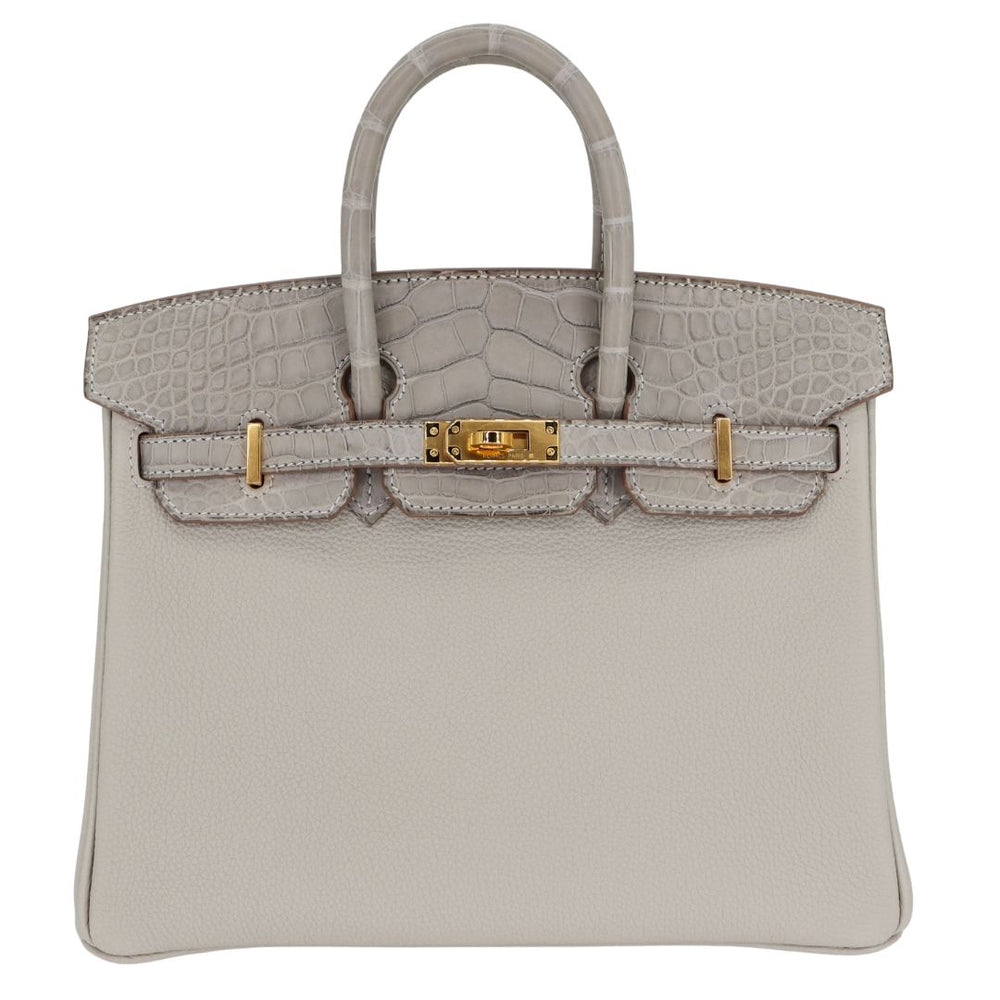 超希少 <HERMES> エルメス コランタン 43 Hermès 25cm Birkin Touch Gris Perle Matte Alligator/Togo Leather
