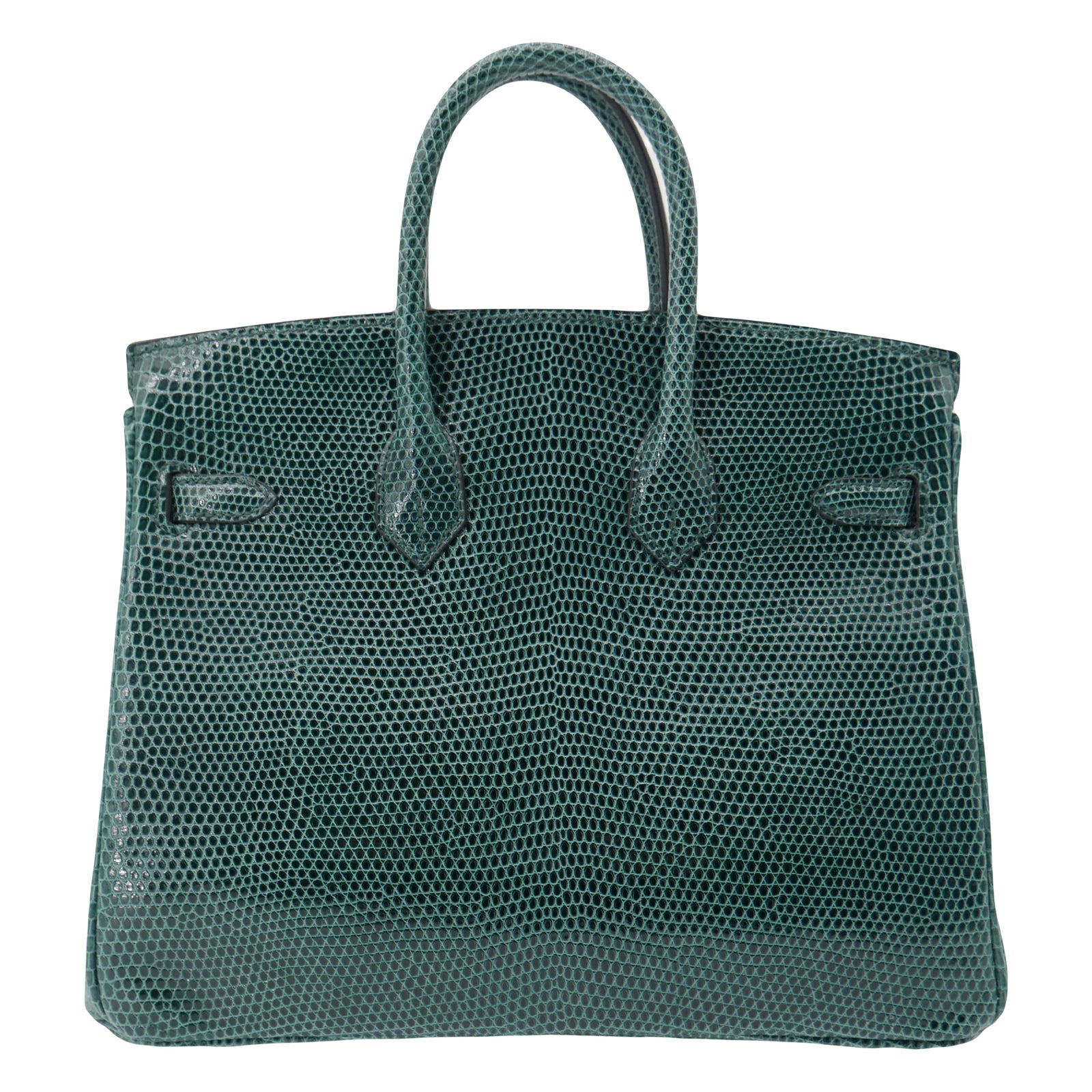 HERMÈS 孔雀柄 Hermès 25cm Birkin Vert Cypress Lizard Gold Hardware exclusive at
