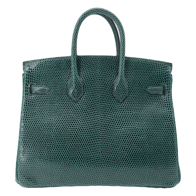 Herm�s 25cm Birkin Vert Cypress Lizard Gold Hardware