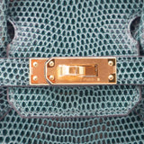 Herm�s 25cm Birkin Vert Cypress Lizard Gold Hardware